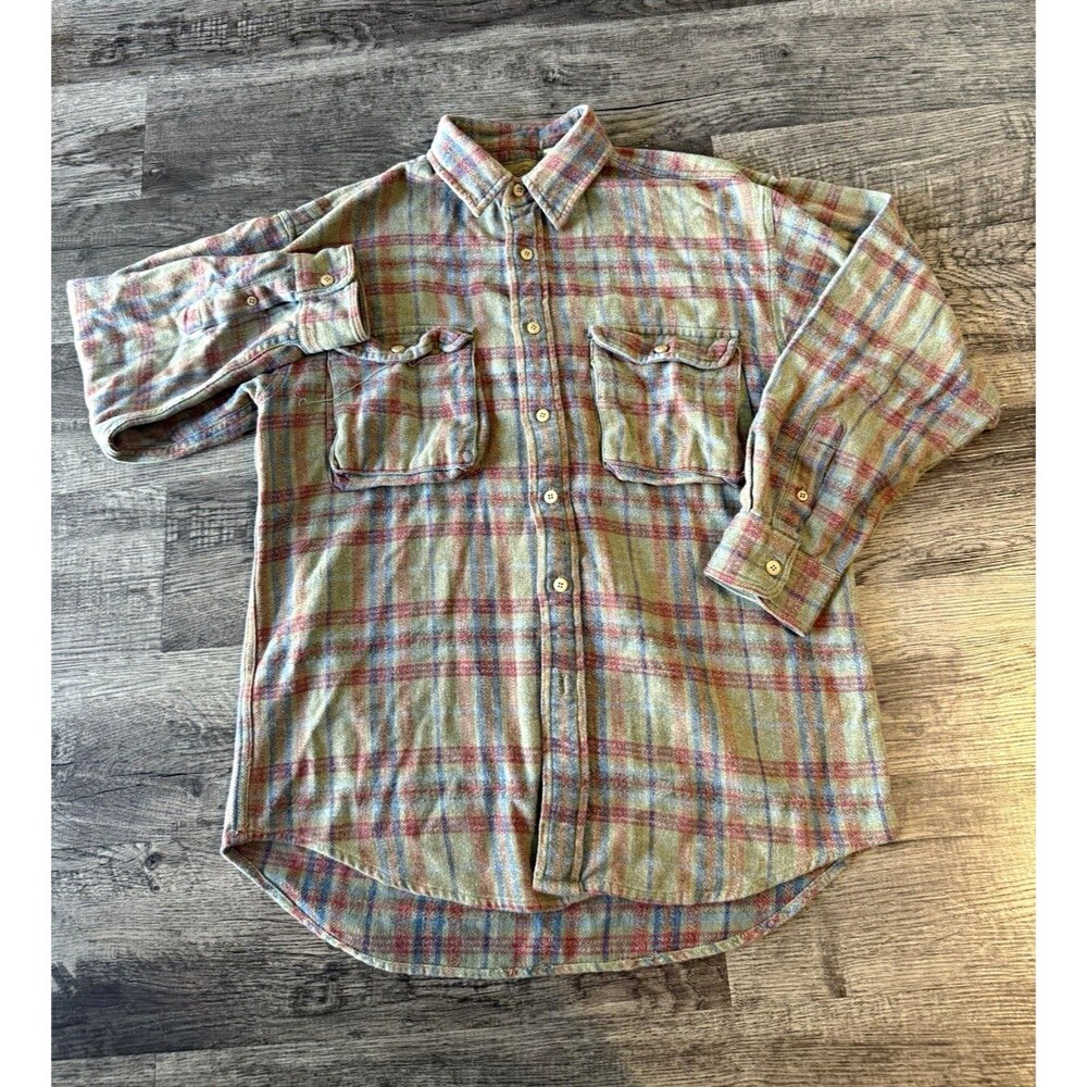 Vintage 90s Duck Head Expedition Flannel Shirt Mens M Plaid Heavyweight READ